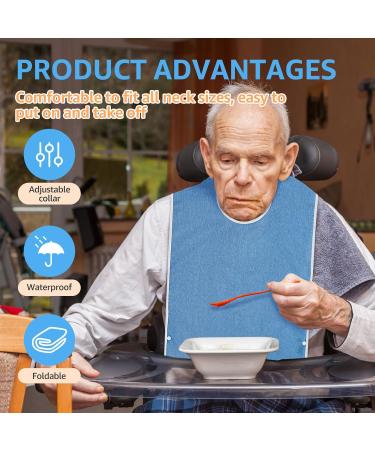 3 Pack Adult Bibs for Men Women Elderly Seniors and Disabled Waterproof Reusable Clothing Protector Adult Feeding Bibs Washable Adult Towel Bibs for Eating and Crumb Catcher - Buy Online on GoSupps.com