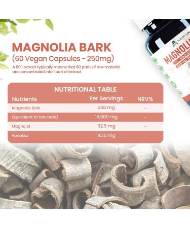  corce de Magnolia 15 000mg | Extrait 60:1 (250mg) | 60 G lules V ganes | 90% Magnolol & Honokiol | Haute Puissance | Test par un Laboratoire Tiers | GMP | Sans Gluten & Sans OGM - Buy Online on GoSupps.com