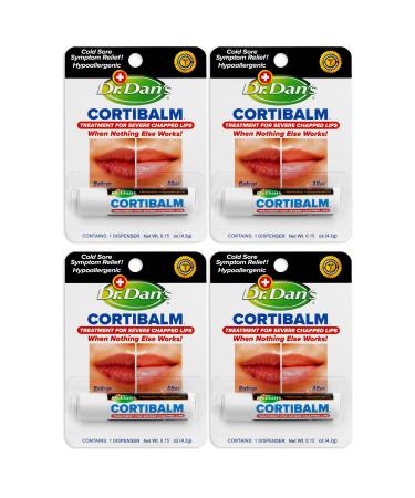 Dr. Dan's Cortibalm- 4 Pack - for Dry Cracked Lips - Healing Lip Balm for Severely Chapped Lips - Designed for Men Women and Children