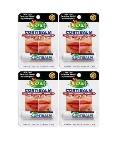 Dr. Dan's Cortibalm - 4 Pack - for Dry Cracked Lips - Healing Lip Balm for Severely Chapped Lips - Designed for Men Women and Children