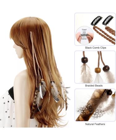 MWOOT 4Pcs Handmade Boho Feather Hair Clips for Women - Indian Style Hair Accessories for Halloween Party Costume - Buy Online on GoSupps.com