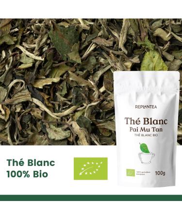 TH BLANC BIO 100g (50 Tasses) | Bai Mu Dan Th Blanc | White Peony Tea REPLANTEA - Buy Online on GoSupps.com