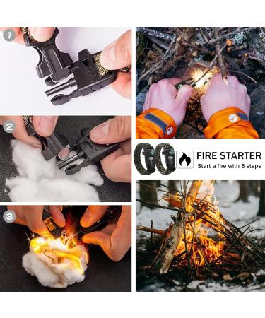 SDWFXD 2-Part Survival Bracelet Set - Multifunction Paracord Bracelet with Carabiners Compass Fire Starter Emergency Knife & Whistle for Outdoor Adventures - Buy Online on GoSupps.com