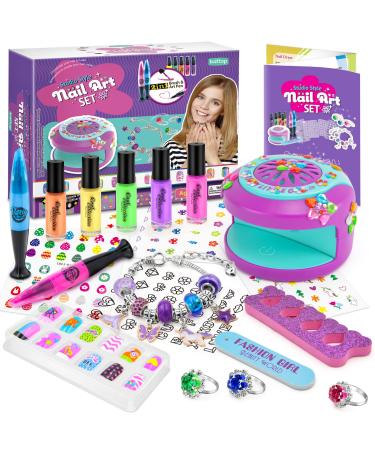 BATTOP Kids Nail Polish Kit for Girls Ages 7-12 Years Old - Nail Art Studio Set - Cool Girly Gifts with Nail Polish  Pen  Dryer  Sticker  Charm Bracelet Making Kit & Ring - Buy Online on GoSupps.com