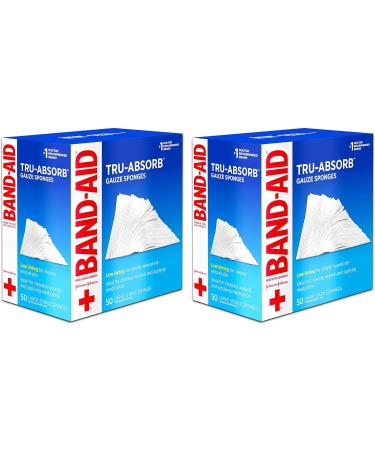 Band Aid Tru-Absorb Sterile Gauze Sponges 4x4 - 100 Count - Pack of 2 - Buy Online on GoSupps.com