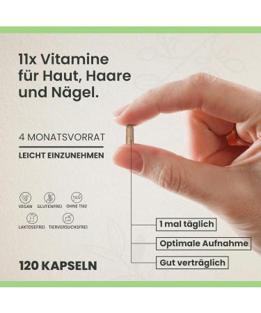 Buy Skin Hair Nails Capsules - Hair Vitamins (120 Vegan Capsules) | Biotin & Laboratory Tested for Healthy Hair Skin & Nails | 4-Month Supply - Buy Online on GoSupps.com