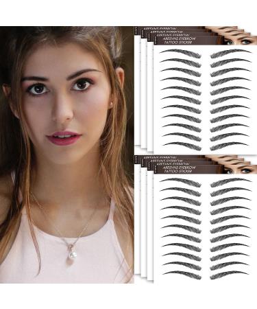 Eyebrow Tattoo 88 Pairs! Newly Improved 4D Tattoo Eyebrow Popular Black Fake Eyebrows Realistic Eyebrow Transfers Sticker Suitable Sizes Waterproof and Long-Lasting 3-5 Days Christmas Gift Black-02