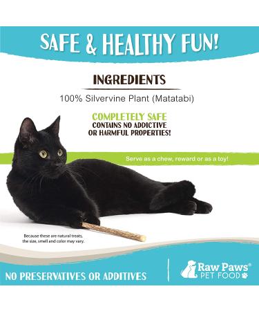 Raw Paws Silvervine Catnip Sticks 30-ct - Natural Matatabi Chew Toys for Indoor Cats - Silver Vine Kicker Toy - 30-pack - Buy Online on GoSupps.com