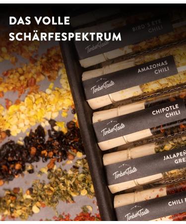 Timber Taste Sharp Chilli Spices Gift Set | 10-Series Full Sharpness Spectrum | Unique Father's Day Gift for Men & Women | Up to 1 200 000 Scoville - Buy Online on GoSupps.com