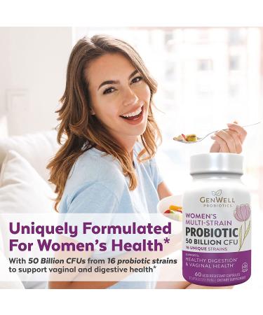 Women's Probiotics 50 Billion CFU & 16 Strains | 60 Capsules for Gut & Vaginal Health - Shelf Stable Digestive Supplements - Buy Online on GoSupps.com