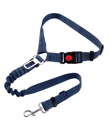Safety harness Dog adjustable with an elastic buffer 360 rotary carabiner nylon pet seating belt heavy duty car dishes for dogs (base type blue) base type blue