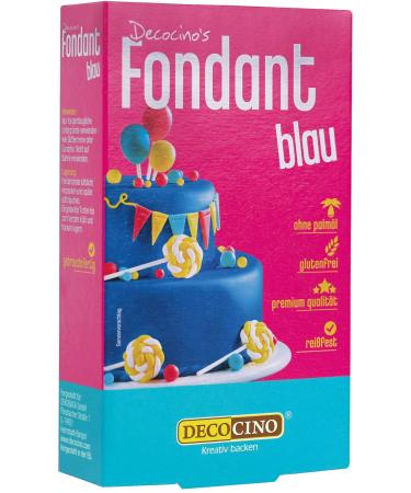 DECOCINO Fondant Blue 250 g ideal for decorating cakes tarts cupcakes palm oil free & vegan Blue 250 grams - Buy Online on GoSupps.com