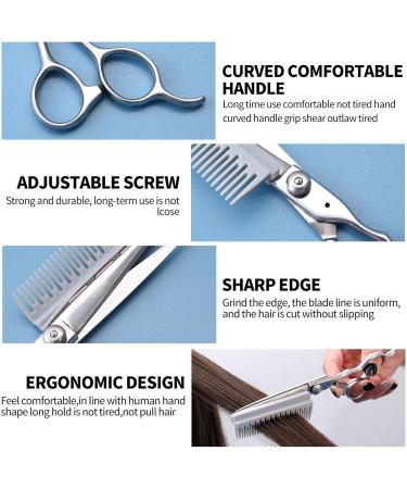 Haircut Thinning Scissors Hair Cutting Scissors 2-in-1 Hair Cutting Scissors and Comb Ergonomic Haircut Scissors with Removable Magnetic Comb for Salon Stylists Beauticians and Hairdressers - Buy Online on GoSupps.com