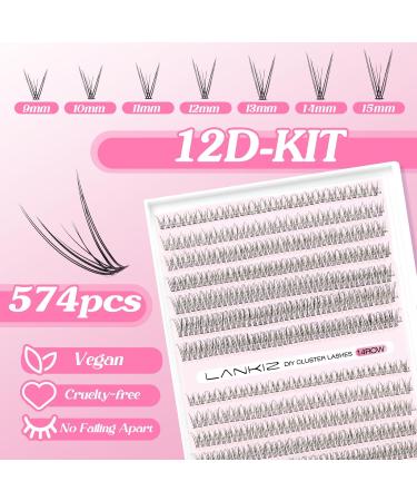Eyelash Extensions Set 560pcs | LANKIZ 12D C Curl Individual Eyelashes with Glue & Remover | Perfect for Beginners | 9-15mm Mix - Buy Online on GoSupps.com