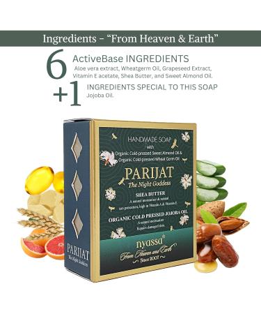 Nyassa Parijat Night Blooming Jasmine Soap - 150gm Handmade with Turmeric & Shea Butter | Paraben Free Cruelty Free Vegetarian - Shop Internationally - Buy Online on GoSupps.com