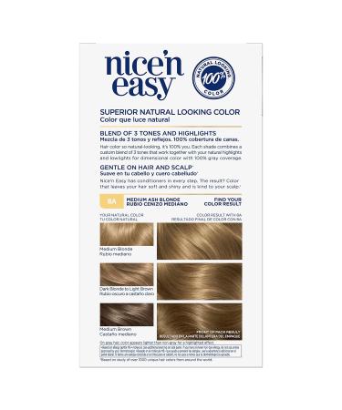 Clairol Nice'n Easy 8A Medium Ash Blonde Hair Dye - Pack of 3, 6.26 Fl Oz - Buy Online on GoSupps.com