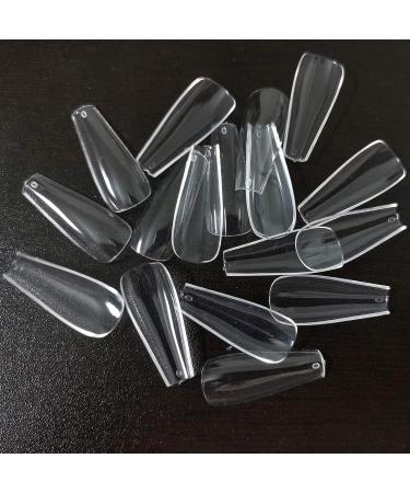 Clear Coffin False Nails Kit with Glitter Flakes - 500pc Full Cover Acrylic Tips & Tools for Manicure - Buy Online on GoSupps.com