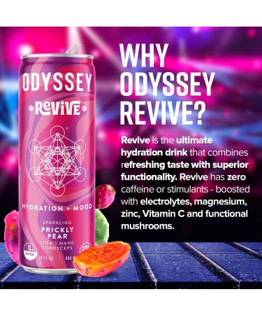Odyssey Revive Sparkling Hydration Drink - Caffeine Free Vegan Non-GMO With L Theanine Lions Mane & Cordyceps - 12 Fl oz Variety Pack - Buy Online on GoSupps.com