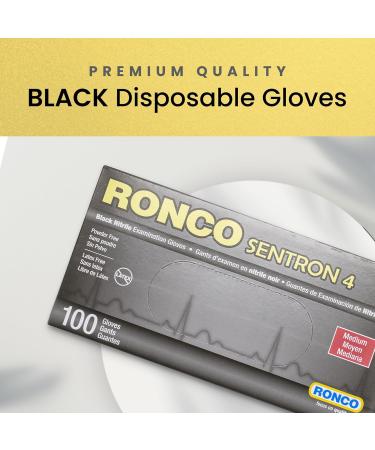 Black Disposable Nitrile Gloves Medium Heavy Duty Powder-Free Industrial Grade 4 MIL Thickness Texture Ronco Sentron4 (Medium) 100 Gloves - Buy Online on GoSupps.com