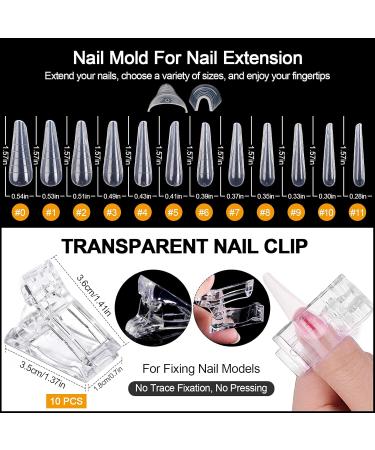 Kalolary Clear Gel Nail Mold 120Pcs | Acrylic Nail Forms 12 Sizes | Nail Tips Clips for Quick Building - Buy Online on GoSupps.com