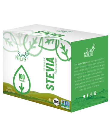 Sweet Nature Stevia Sweetener Powder All Natural Kosher Gluten and Sugar Free 100 Packets, 0.22 Count 100 Count (Pack of 1)