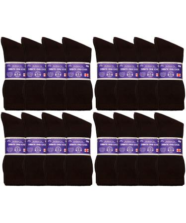 Yacht & Smith King Size Cotton Diabetic Crew & Ankle Socks Loose Fit Top Non-Binding Medical Socks King (13-16) 36 Pairs Mens King Brown