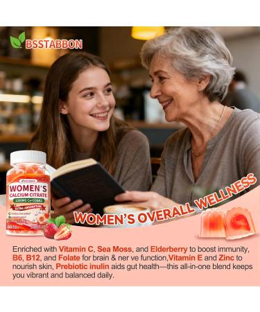 Calcium Supplements for Women Gummies: Organic Chewable Sugar Free Vegan Calcium 1200 mg with Vitamin D3 K2 B6 B12 Mineral Magnesium Zinc Citrate - for Womens Immune Overall Health(60Count) Strawberry 60 Count (Pack of 1) - Buy Online on GoSupps.com