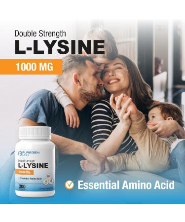 Puregen Labs L-Lysine Extra Strength 1000 MG per Tablet - 300 Servings | High Potency Immune and Collagen Synthesis Support Non-GMO NO Gluten and Dairy - 300 Tablets Made in USA - Buy Online on GoSupps.com