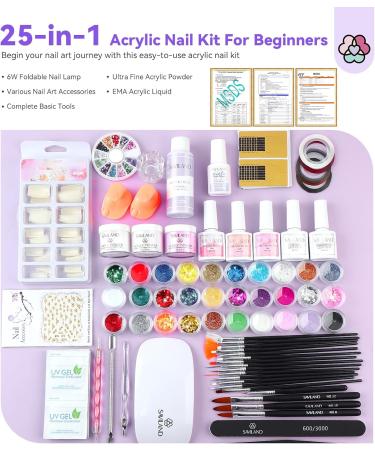 Saviland Acrylic Nail Kit for Beginners: Keratin Acrylic Powder Pure EMA Monomer Liquid Acrylic Nail Brush Foldable Nail Lamp Half Cover Acrylic Nails Training Manicure Nail Tools Home DIY Starter - Buy Online on GoSupps.com