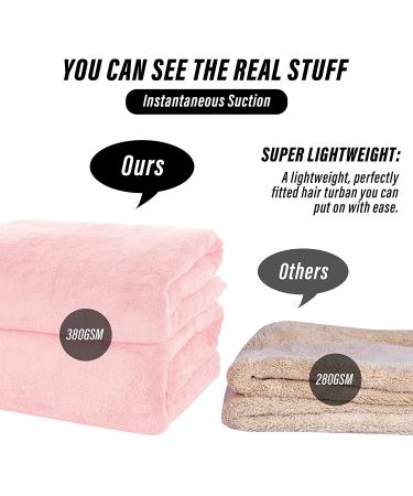 MOONQUEEN Coral Velvet Hair Towel Wrap for Women - Super Absorbent 380GSM Turban for Drying Curly Long Thick Hair - 3 Pack (Pink, 10x26 Inch) - Buy Online on GoSupps.com