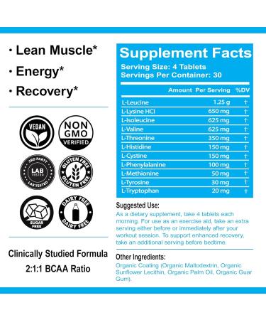 Ultimate Amino Acid Complex - 120 Vegan Tablets | 9 Essential EAAs + BCAAs | Boost Energy Muscle & Recovery - Buy Online on GoSupps.com