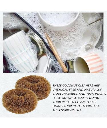 DOKLY Coconut Cleaning Scourers - Pack of 2 | Eco-Friendly Dish Cleaners | Multi-Purpose Scrub Set | Biodegradable Kitchen & Bathroom Scrubbers - Buy Online on GoSupps.com