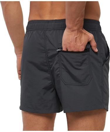 SILKWORLD Men's Quick Dry Swim Trunks with Zipper Pockets - Dark Grey - Buy Online on GoSupps.com