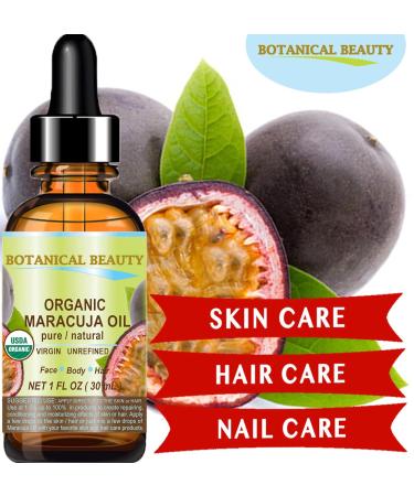 Botanical Beauty Organic MARACUJA OIL 100% Pure Natural Cold Pressed Undiluted for Face Skin Hair Body Lip Nails 2 Fl.oz.- 60 ml Rich in vitamin C - Buy Online on GoSupps.com