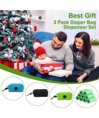Dingion 3 Pack Diaper Bag Dispenser Set with 135 Baby Disposal Bags - Blue Green | Newborn Essential Gift - Buy Online on GoSupps.com