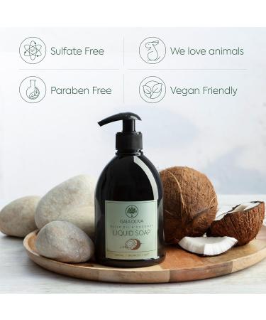 GAIA Oliva Olive Oil Hand Soap Liquid Luxury Moisturizing Liquid Hand Soap for Bathroom & Kitchen Natural Ingredietns for Dry Cracked Hands with Coconut Scent 16.9 FL OZ Bottle (Pack of 2) Coconut 16.9 Fl Oz (Pack of 2) - Buy Online on GoSupps.com