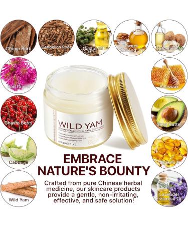 Wild Yam Face Cream - 60g Natural Wild Yam Face Moisturizer | Nourishing & Moisturizing Body Skin Care Cream | Wild Yam Cream for All Skin Types - Buy Online on GoSupps.com