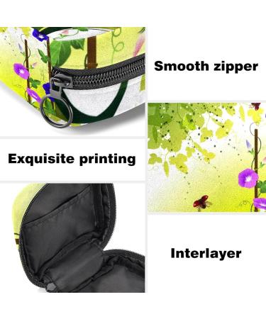 Menstruation Pad Bag with Zipper | Women s Tampon & Napkin Collection Bag - Ladybug & Morning Glory Design - Buy Online on GoSupps.com