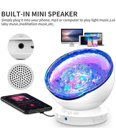 Ocean Wave Projector - 8 Lighting Modes Skylight Projection Lamp with Sleep Aids, Remote Control & Timer Function - Ideal for Children's Bedroom & Living Room Decor - White - Buy Online on GoSupps.com