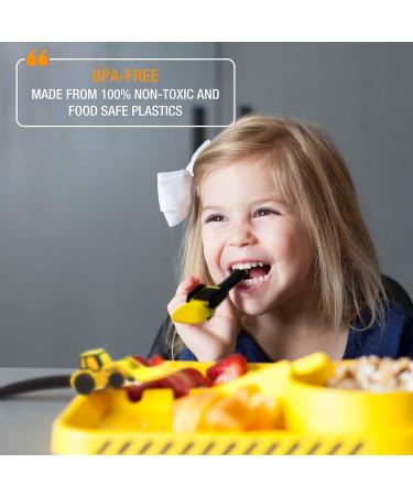 Dinneractive Construction Themed Utensil Set for Kids - 2-Piece Fork and Spoon for Toddlers - Yellow Theme - Buy Online on GoSupps.com