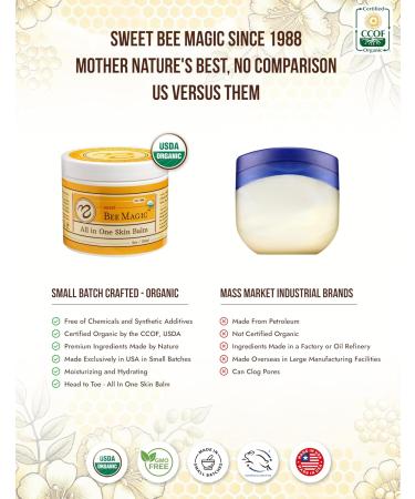 Sweet Bee Magic: Organic All-in-One Healing Skin Cream - Natural Skin Balm Certified Organic Small Batch Made in the USA (2-4 oz Jars - Buy Online on GoSupps.com