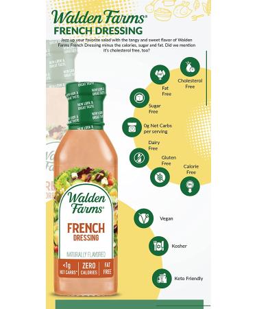 Walden Farms French Dressing 12 oz 2 Pack - Sugar Free, 0g Net Carbs, Fresh & Delicious Salad Topping - Smooth & Creamy Condiment - 12 Fl Oz Bottle - Buy Online on GoSupps.com