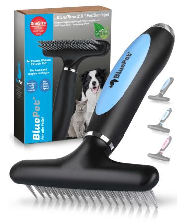 Bluepet gloss dance fur -tubular de -tunnel for long -haired dogs and cats - high -quality dog bar with two rows pins - solves knots & matters - smooth & dismantled the top hair (2.0 blue)