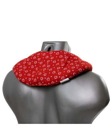 Organic spelt neck pillow with chambers hearts-red - neck pillow - grain pillow - heat pillow