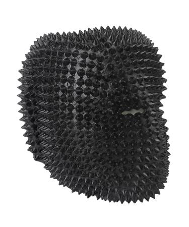 Spikes face cover with unique light color cosplay props suitable for Halloween party music festival from latex easy to wear and clean (black)