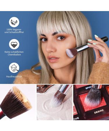 Beakey Makeup Brush Set for Women & Girls | 10+2PCs Foundation Blending Powder Blush Eye Shadow with Sponge & Cleaning Egg - Black/Silver - Buy Online on GoSupps.com