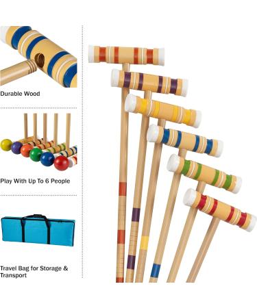 Hey! Play! Wooden Croquet Set - Deluxe Outdoor Sports Game with Carrying Case for Family Fun - 6 Players - Buy Online on GoSupps.com