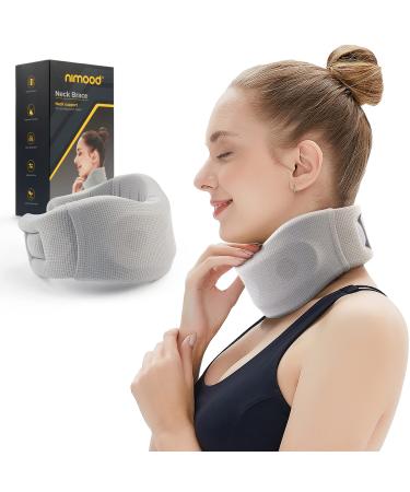 NIMOOD Neck Brace Cervical Collar for Sleeping Neck Support Brace for Neck Pain Relief Soft Foam Wraps Keep Vertebrae Stable and Aligned for Cervical Spine Pressure for Women Men Gray-M Gray_M