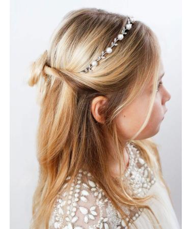 Silver Pearl Flower Girl Headpiece for Wedding & Birthday Party - SWEETV Princess Hair Accessory - Buy Online on GoSupps.com