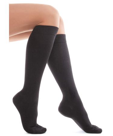 Knee high socks with cotton 64 percent/compression stockings/unisex with compression 13-15 mmHg Black X-Large XL